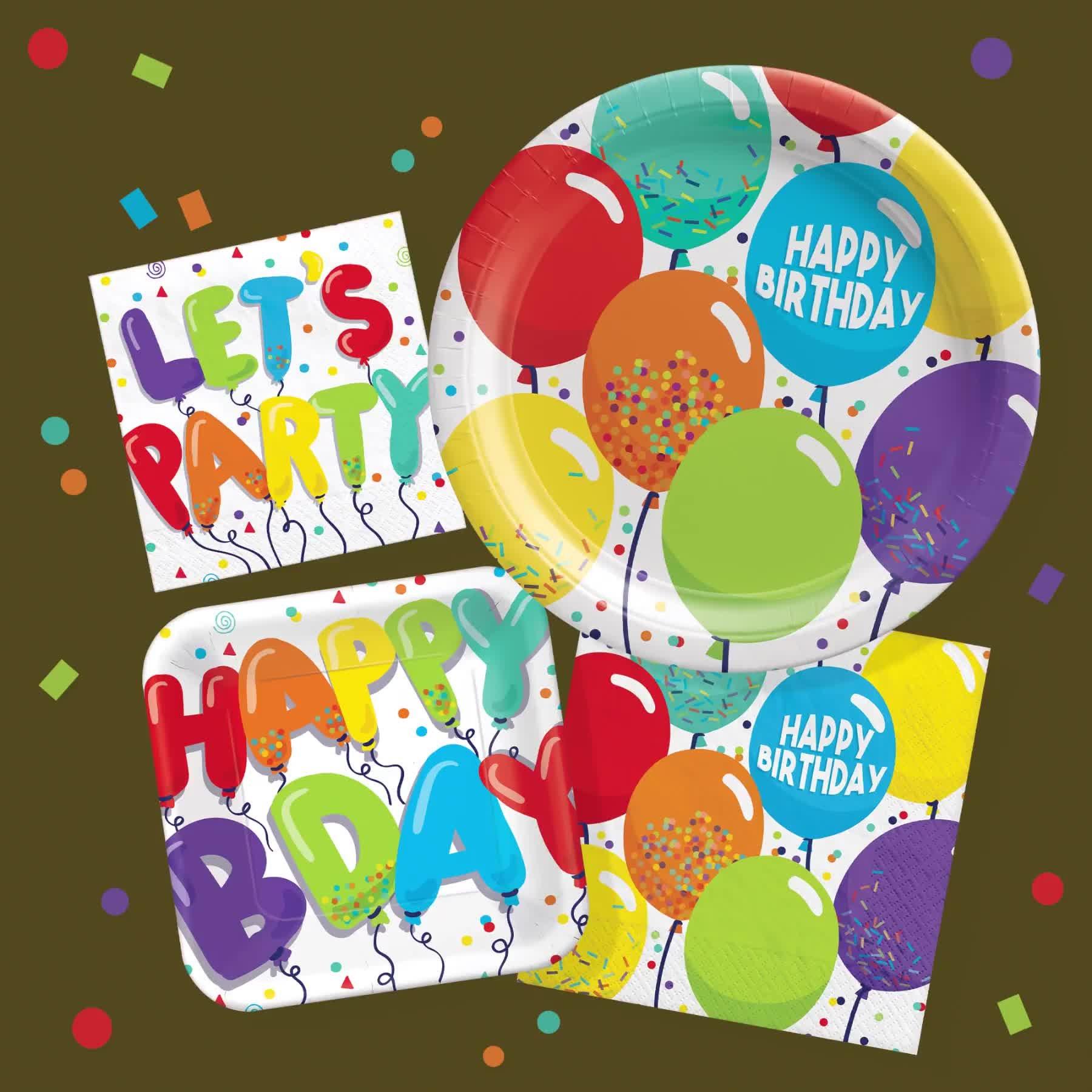 Birthday Balloons Dessert Plates, 7in, 18ct