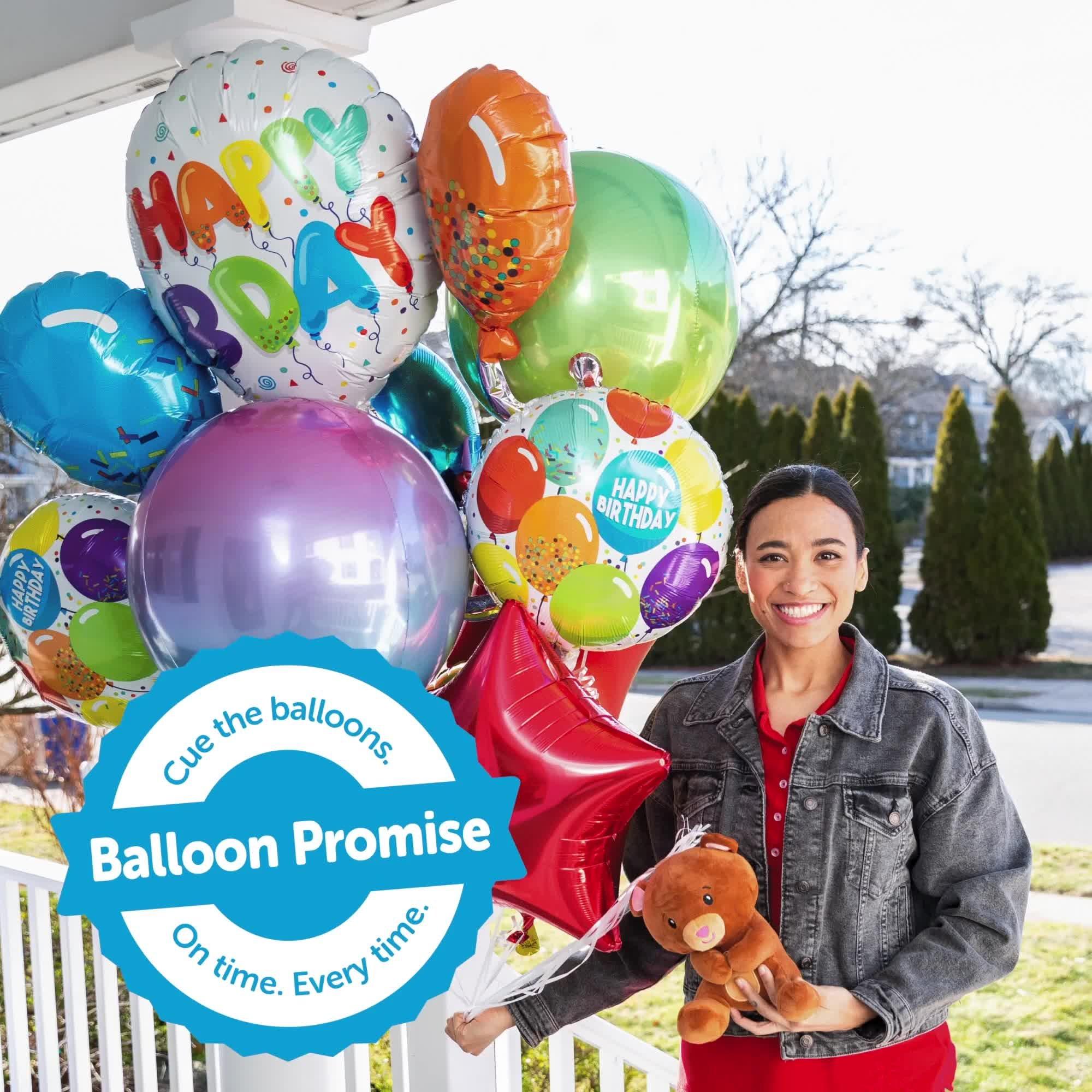 Air-Filled Sitting Birthday Bear Balloon, 15in