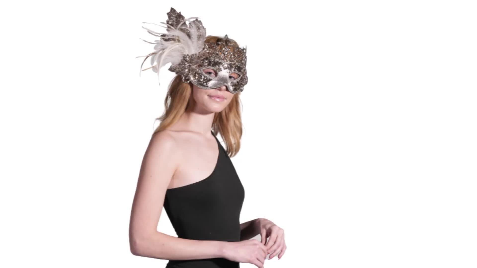 Rose Gold Glitter Crown Masquerade Mask