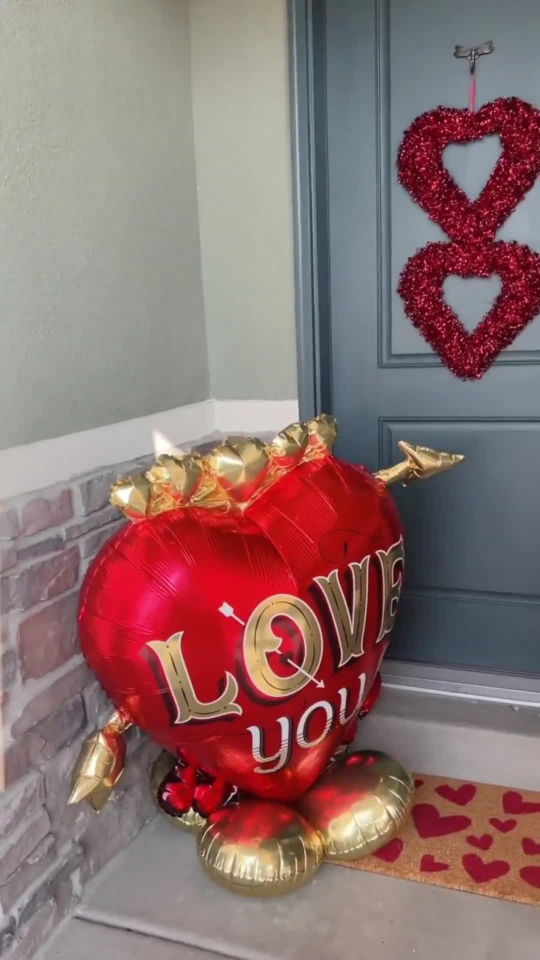 Red Heart Tinsel Wreath