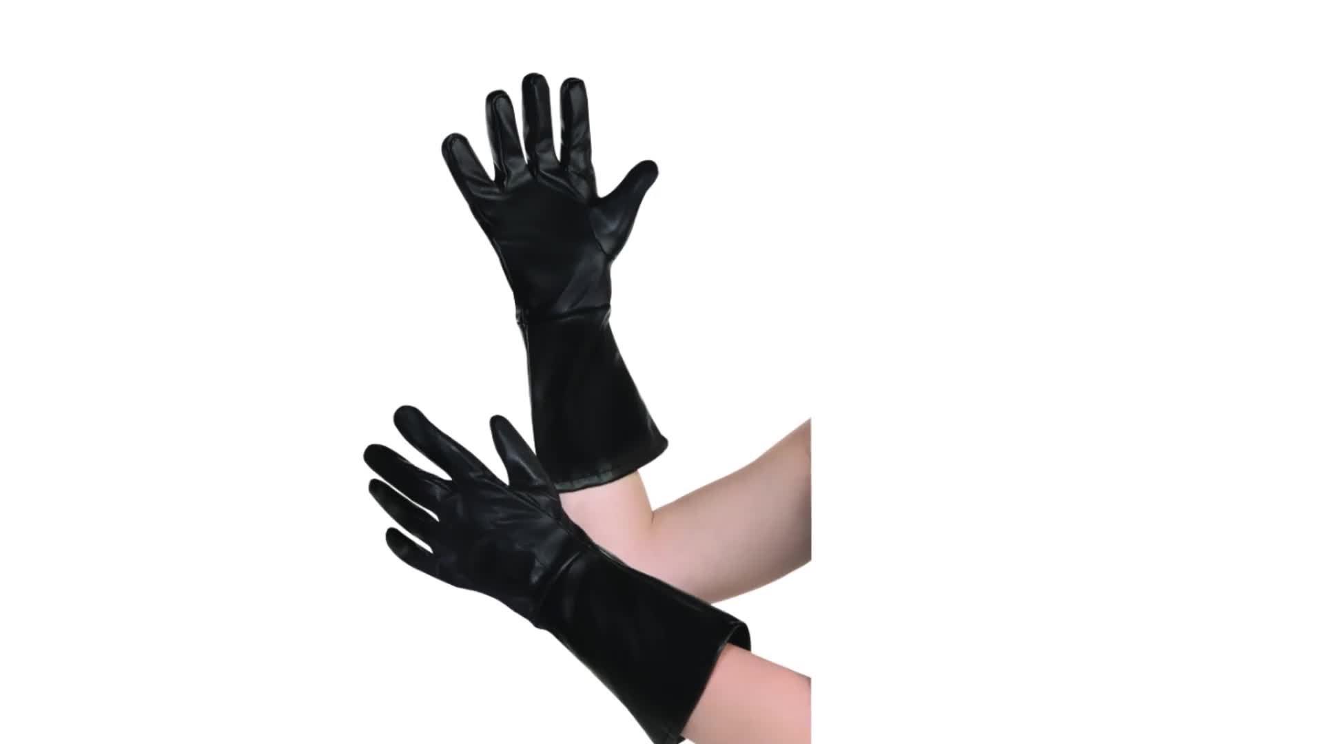 Black Long Leather Gloves for Kids