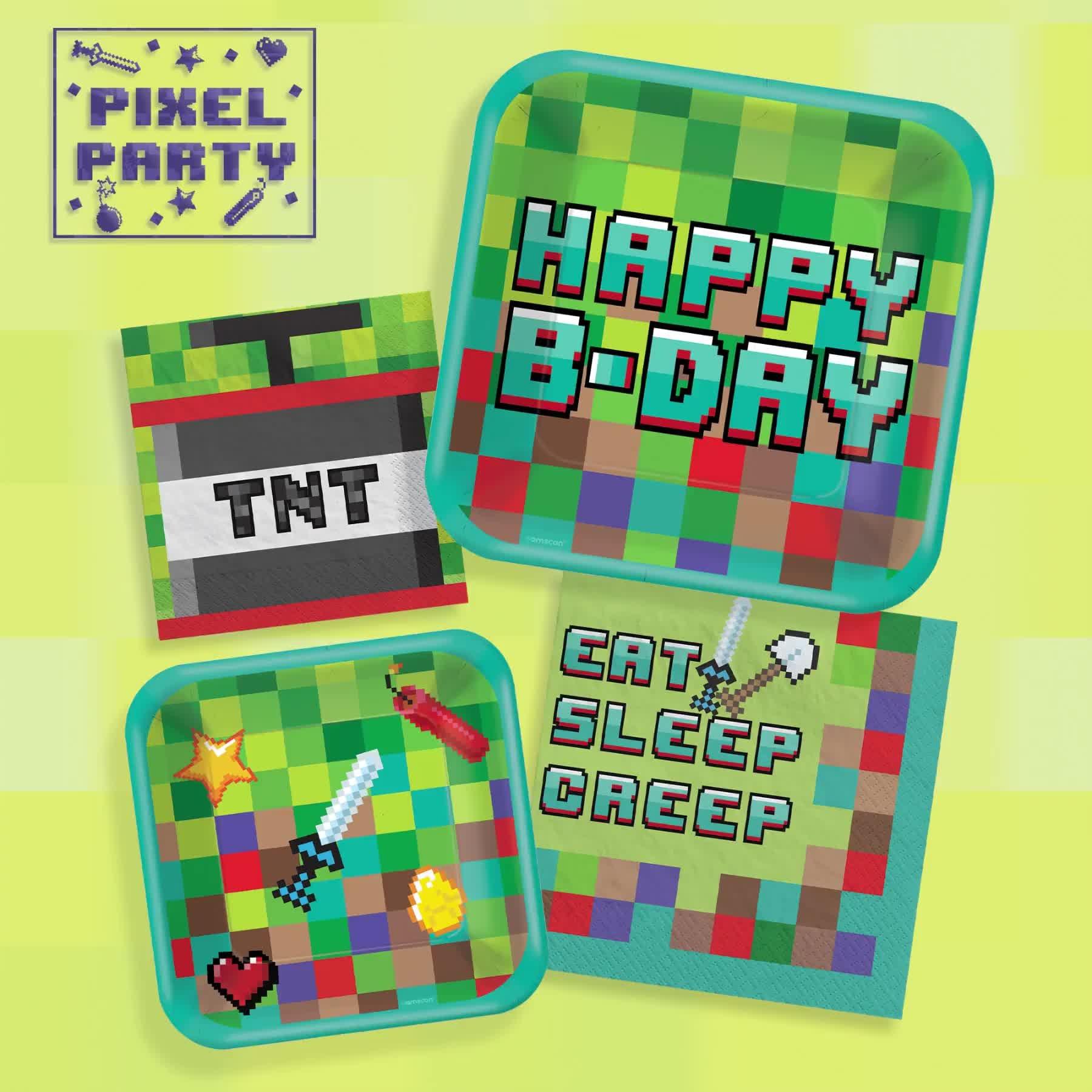 Pixel Party Square Paper Dessert Plates, 7in, 8ct