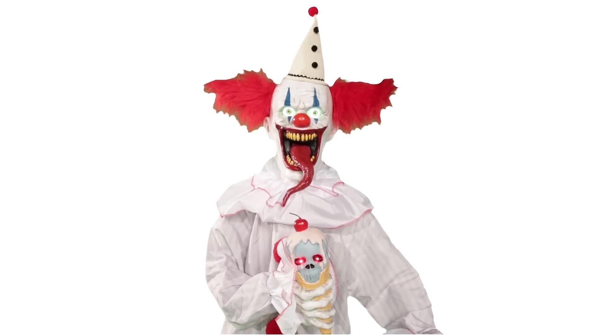 Animatronic LightUp Talking Ice Scream Clown Yard Stake, 7.5ft