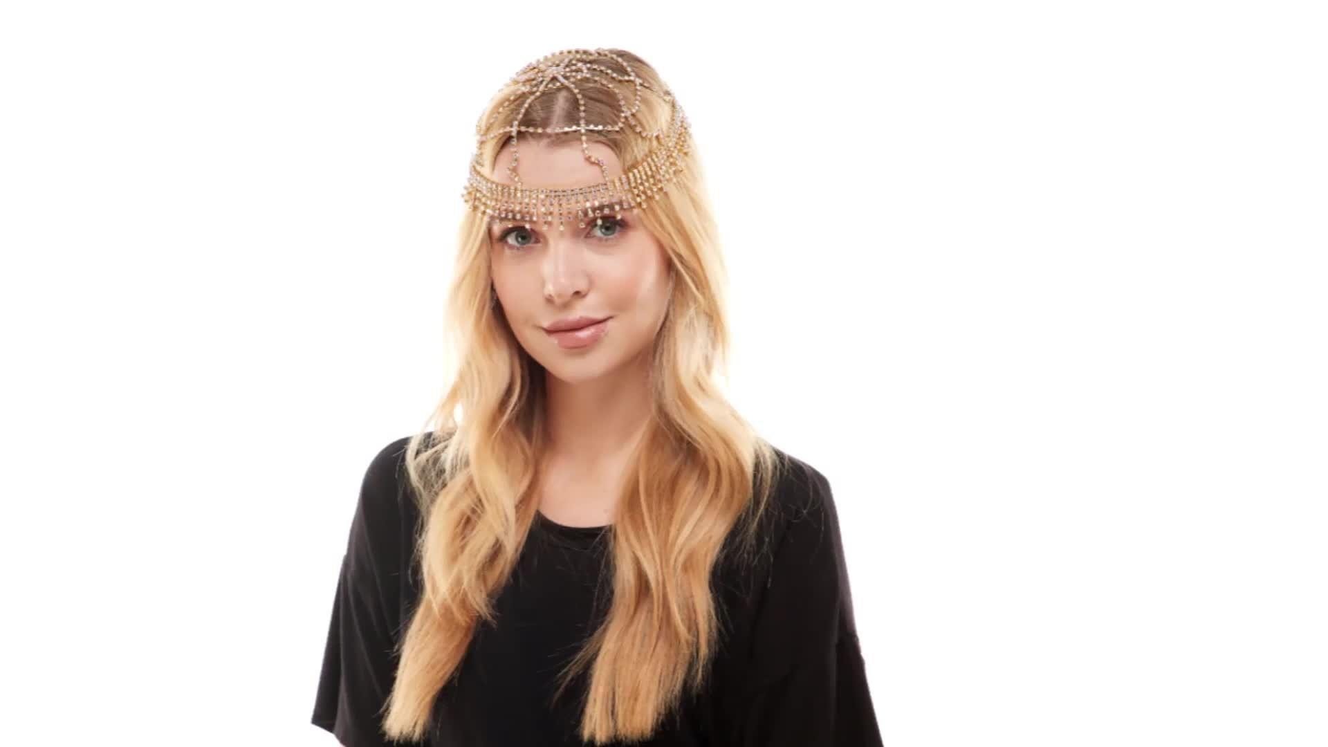 Adult Rhinestone Flapper Head Cap