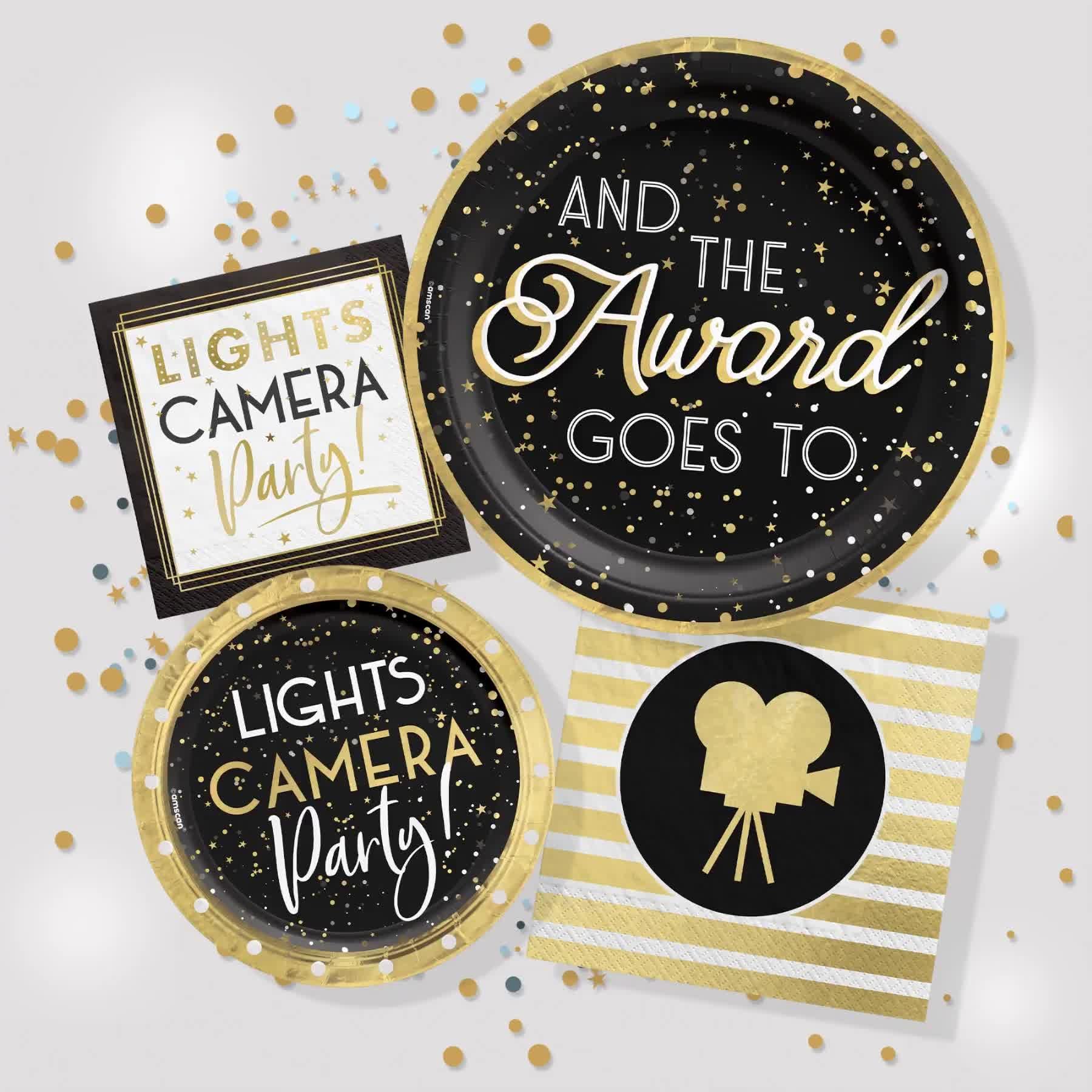 Metallic Lights Camera Party Paper Dessert Plates, 6.75in, 20ct - Awards Night