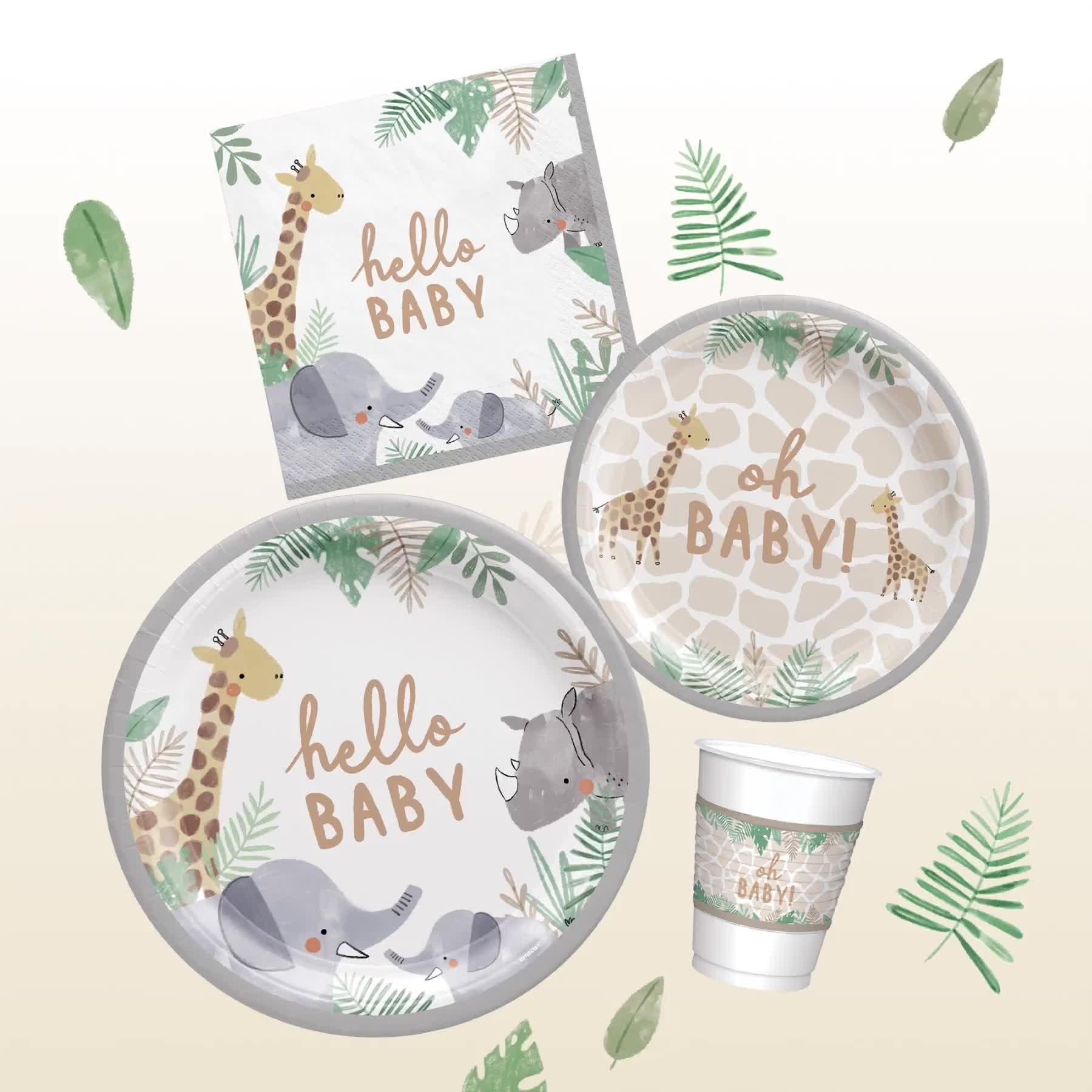 Oh Baby Soft Jungle Baby Shower Paper Dessert Plates, 7in, 8ct