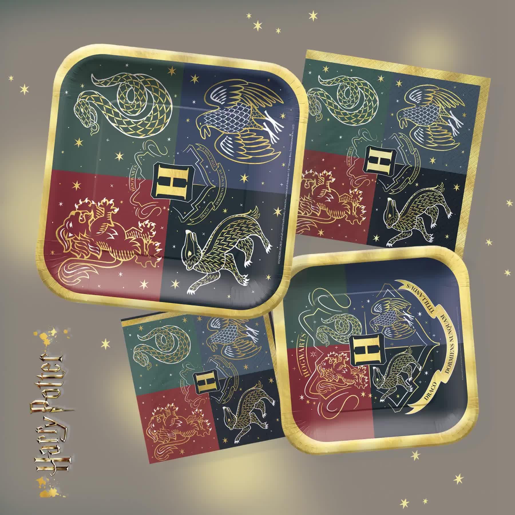 Metallic Hogwarts United Square Paper Dessert Plates, 7in, 8ct - Harry Potter