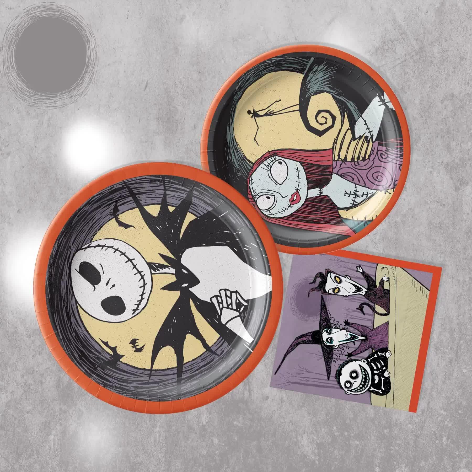 Sally & Spiral Hill Paper Dessert Plates, 6.75in, 18ct - The Nightmare Before Christmas