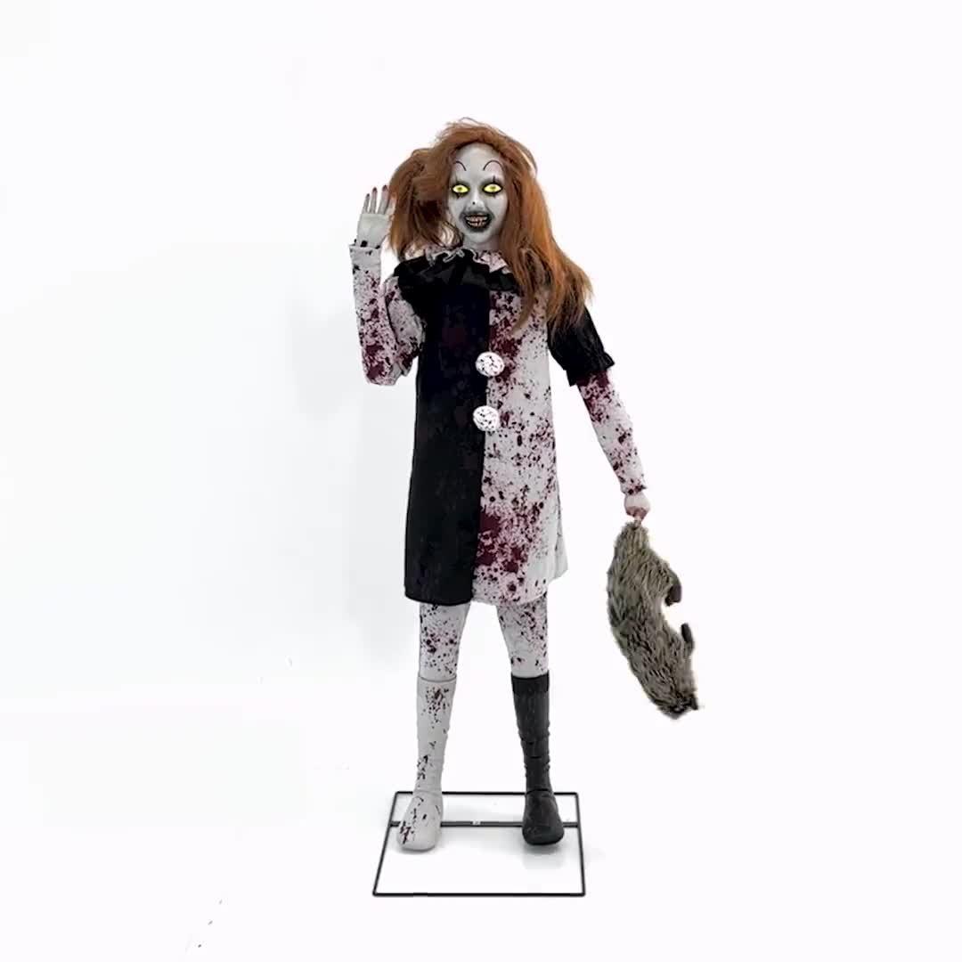 Animatronic Light-Up Little Pale Girl, 4.83ft - Terrifier Halloween Decoration