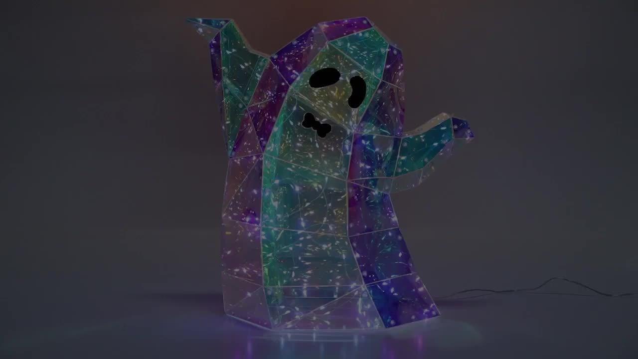 Light-Up Prismatic LED Ghost Decoration, 12in x 16.3in