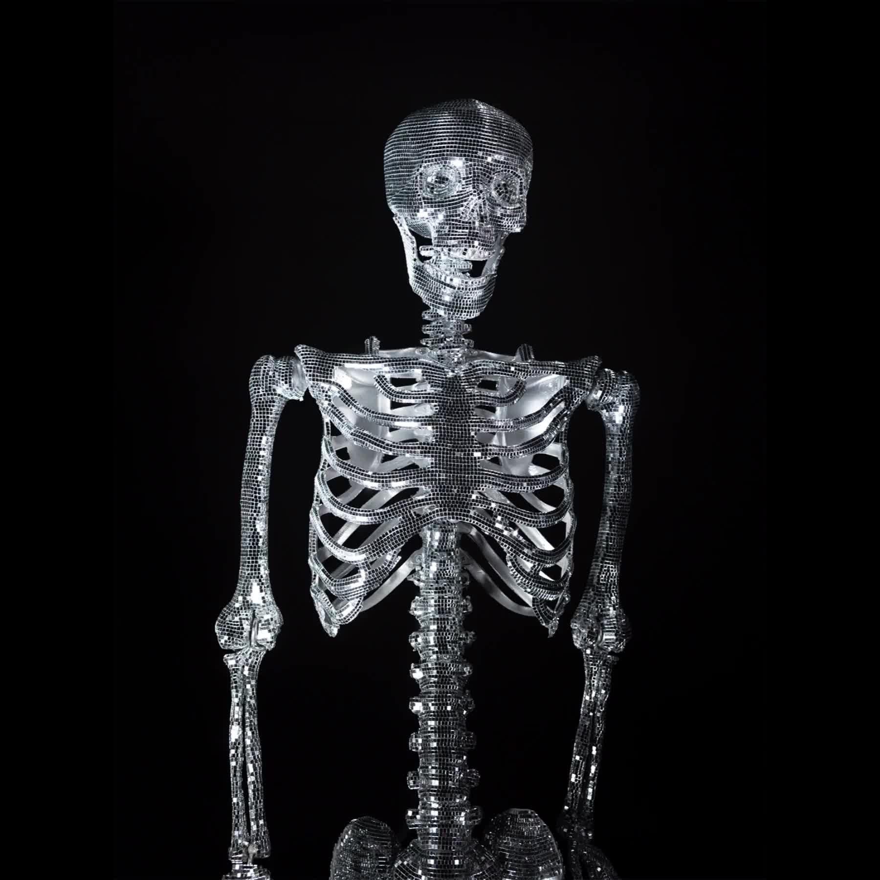 Shelley the Hanging Poseable Disco Mirror Skeleton, 6ft - Halloween Decoration