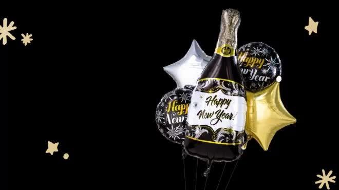 DIY Gold Champagne Celebration New Year's Eve 2024 Balloon Backdrop Kit
