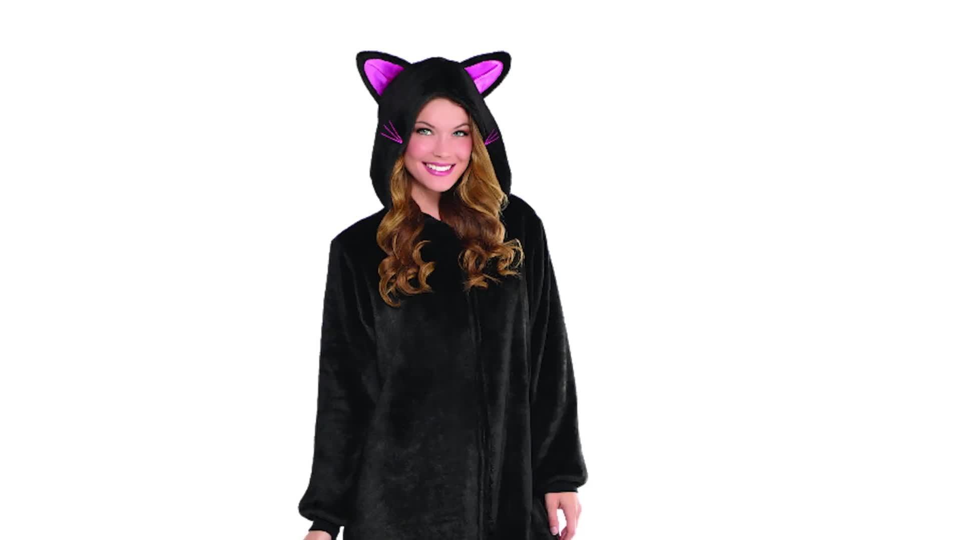 Adult Zipster Black Cat One Piece Costume