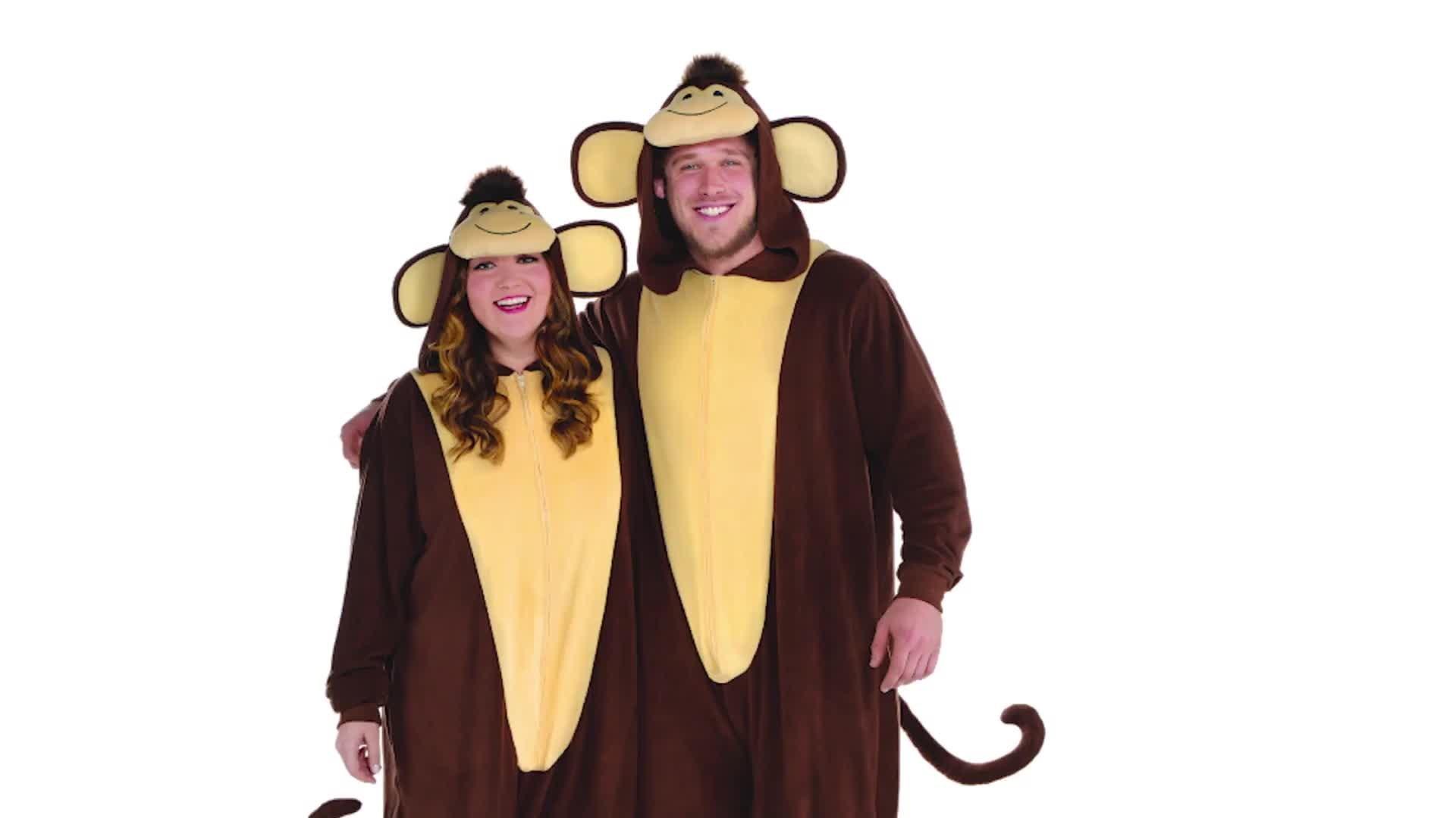 Adult Zipster Monkey One Piece Costume Plus Size