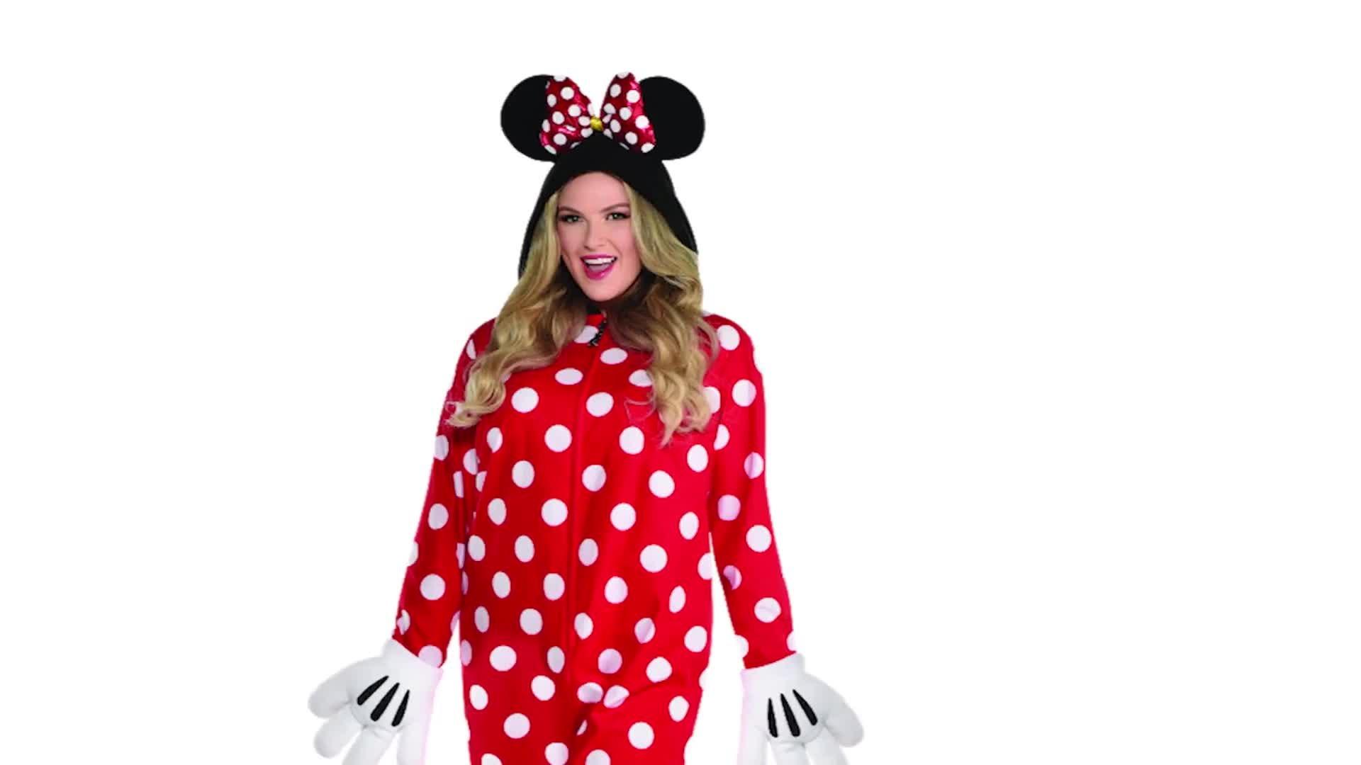 Adult Zipster Red Polka Dot Minnie Mouse One Piece Costume - Disney