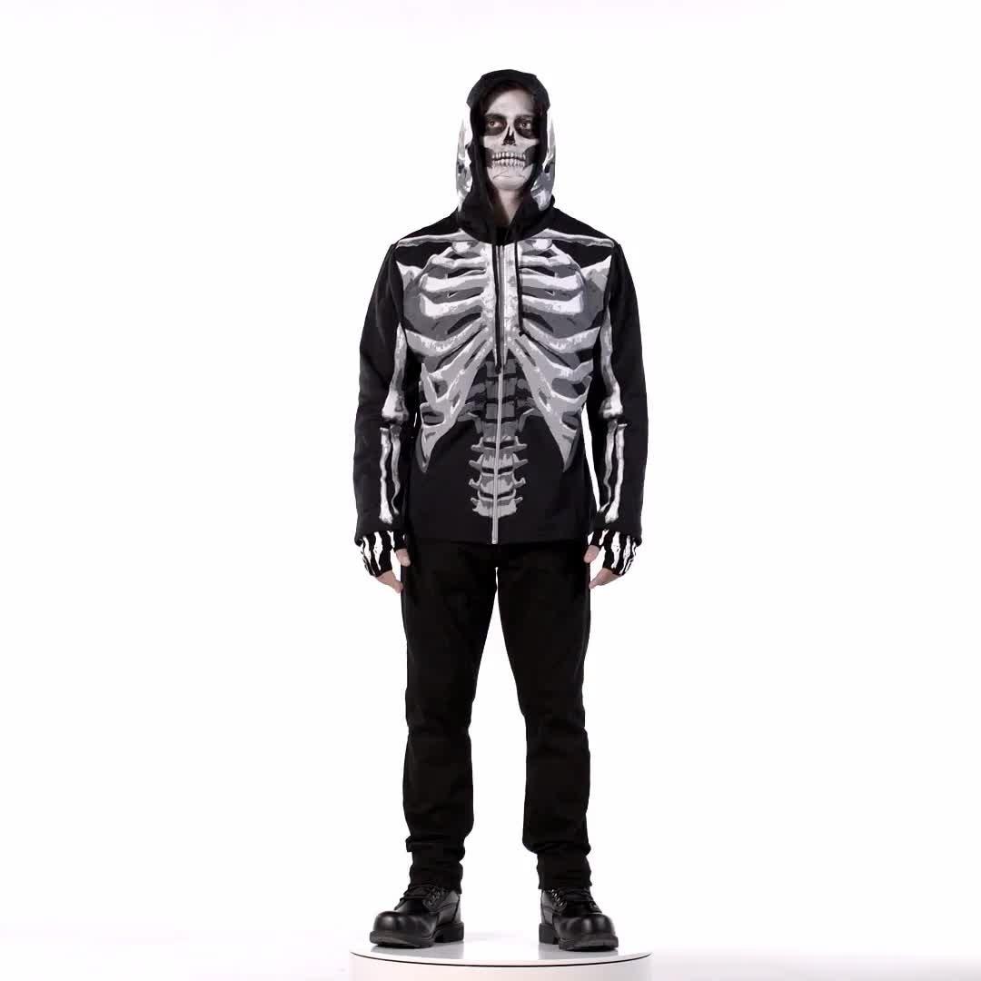 Adult Black Bone Skeleton Hoodie Party City