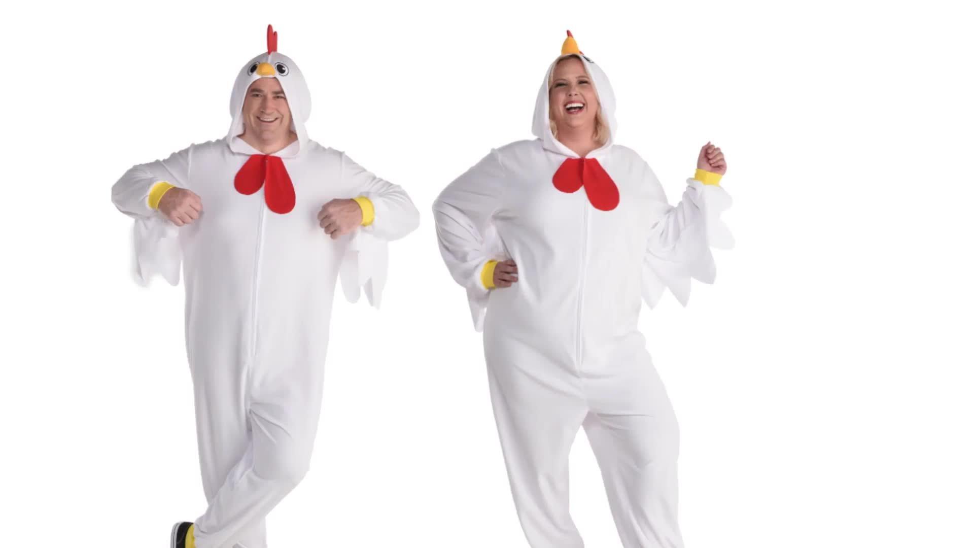 Adult Chicken One Piece Zipster Costume - Plus Size