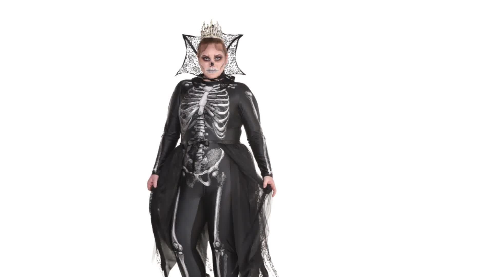 Adult Gothic Skeleton Queen Costume - Plus Size