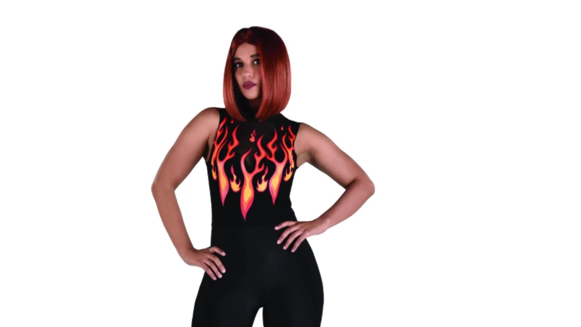 Adult Flaming Devil Catsuit