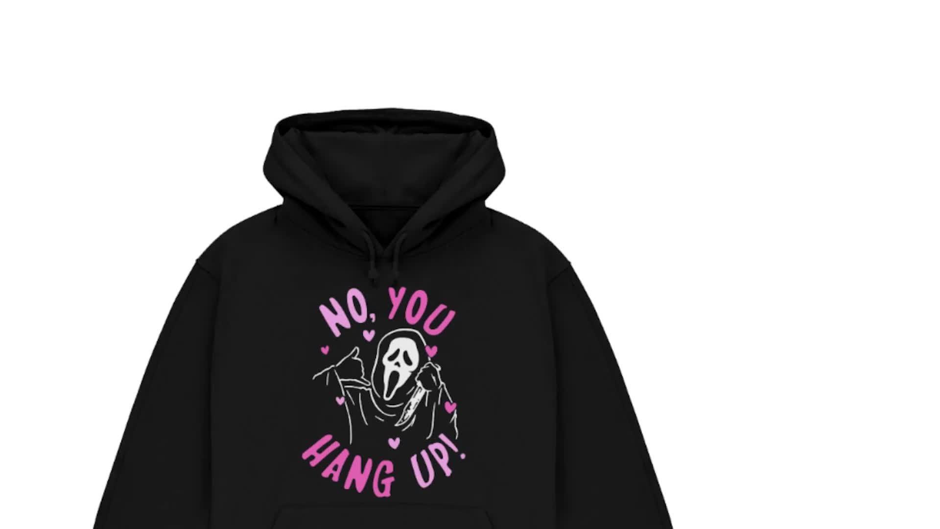 Adult No, You Hang Up Ghostface Black Cotton & Polyester Hoodie - Scream