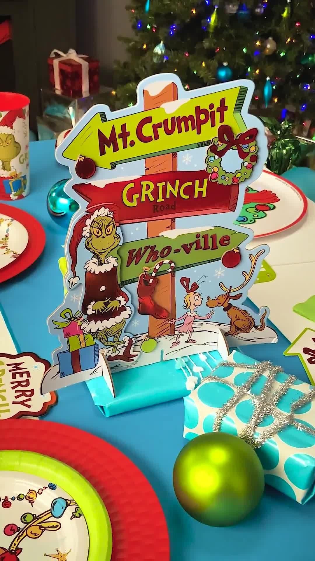 Traditional Grinch Whoville Table Sign 12 1/2in x 13 3/4in Party City