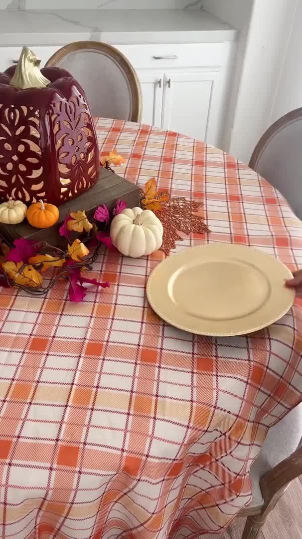 Fall Plaid Fabric Tablecloth, 60in x 104in