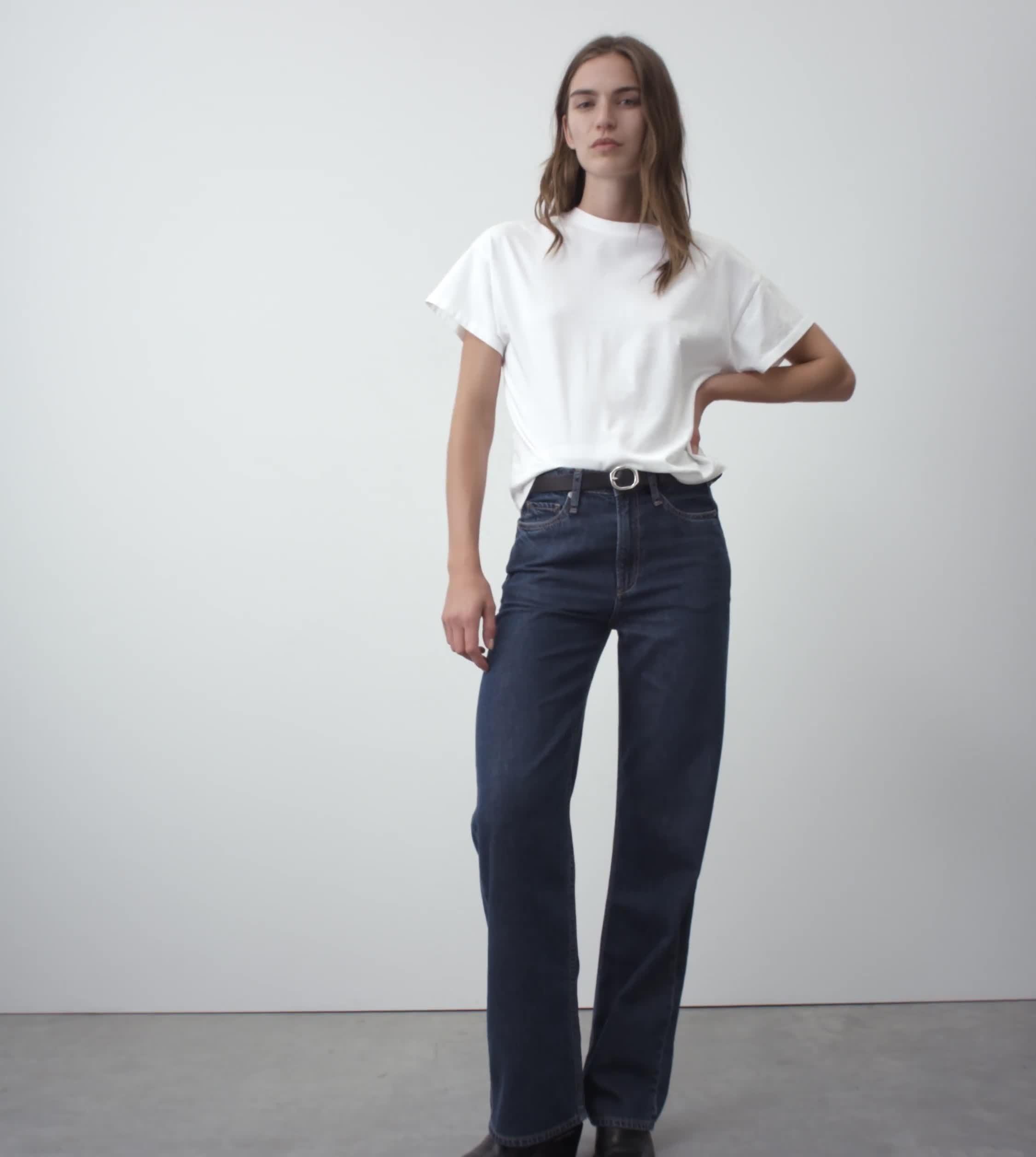 Jean Rag & Bone Logan Coupe Wide Leg Taille Haute, Taille 24, Couleur Ecru, Neuf Avec étiquette