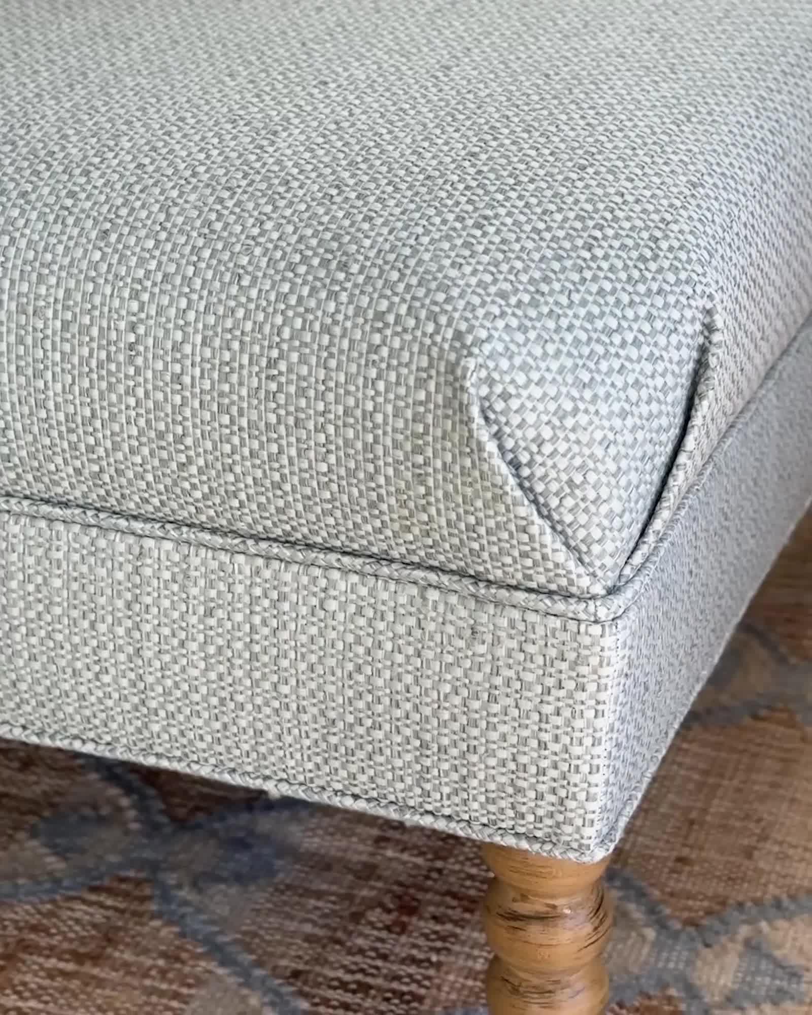 Beckett Coffee Table Ottoman - Raffia Weave Coastal Blue