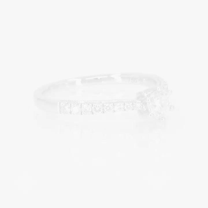 Poze Inel de logodna din aur alb de 18K cu diamant de 0.4ct si diamante de 0.23ct