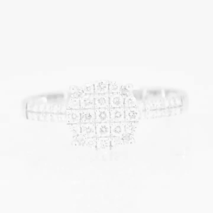 Poze Inel de logodna din aur alb de 14K cu diamante de 0.42ct