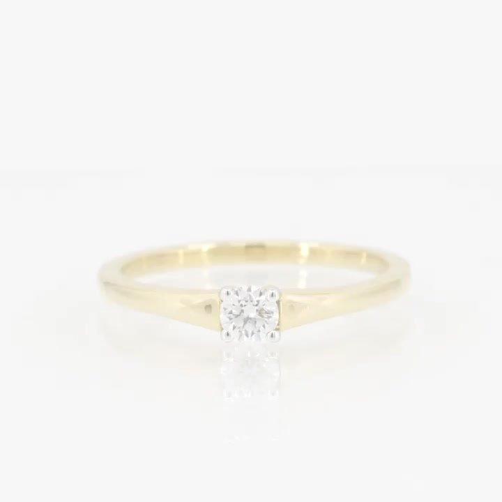 Poze Inel de logodna din aur galben de 18K cu un diamant solitaire de 0.205ct