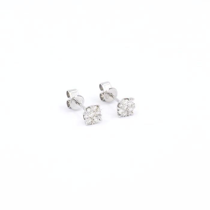 Poze Cercei din aur alb de 18K cu diamante de 0.2ct