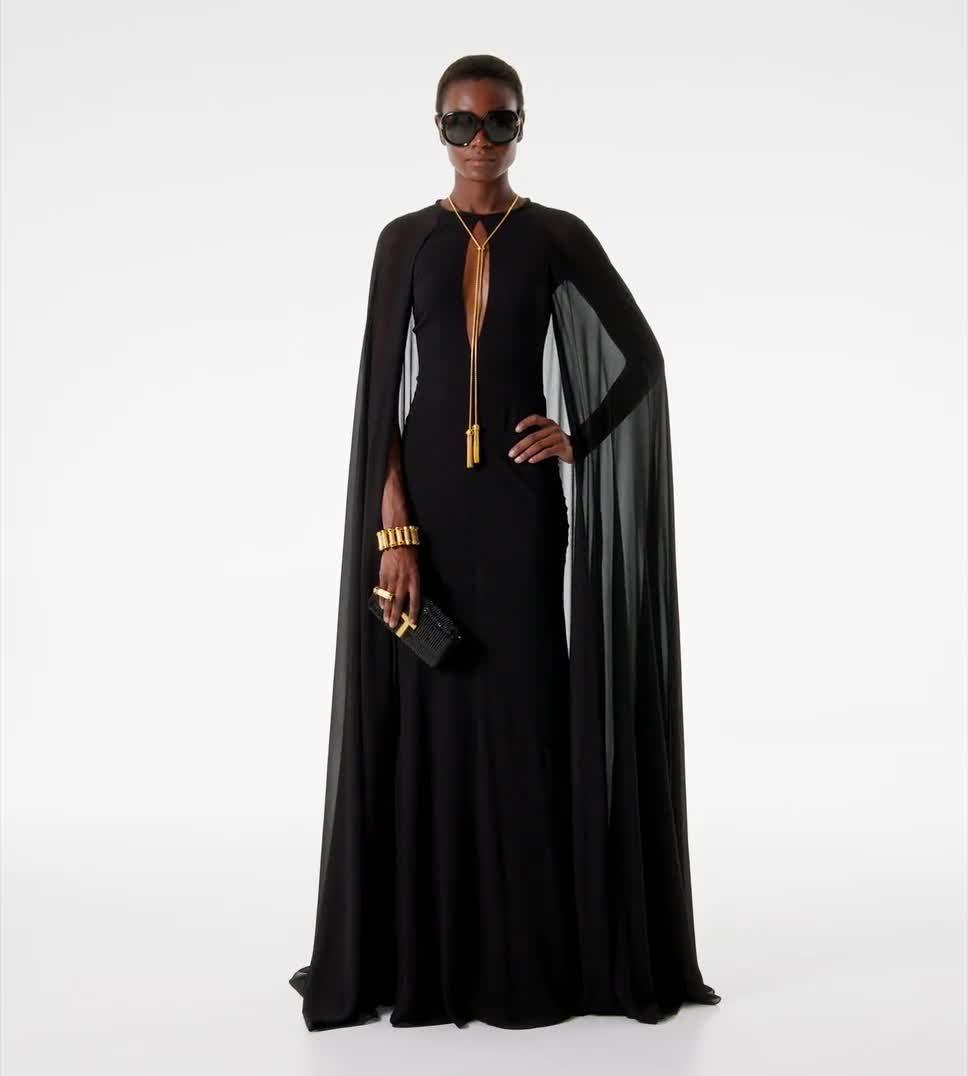 極美品　ENFOLD CAPE-SLEEVE DRESS 2024SS Red Cape Dress with Embellishments – M.R DESIGN