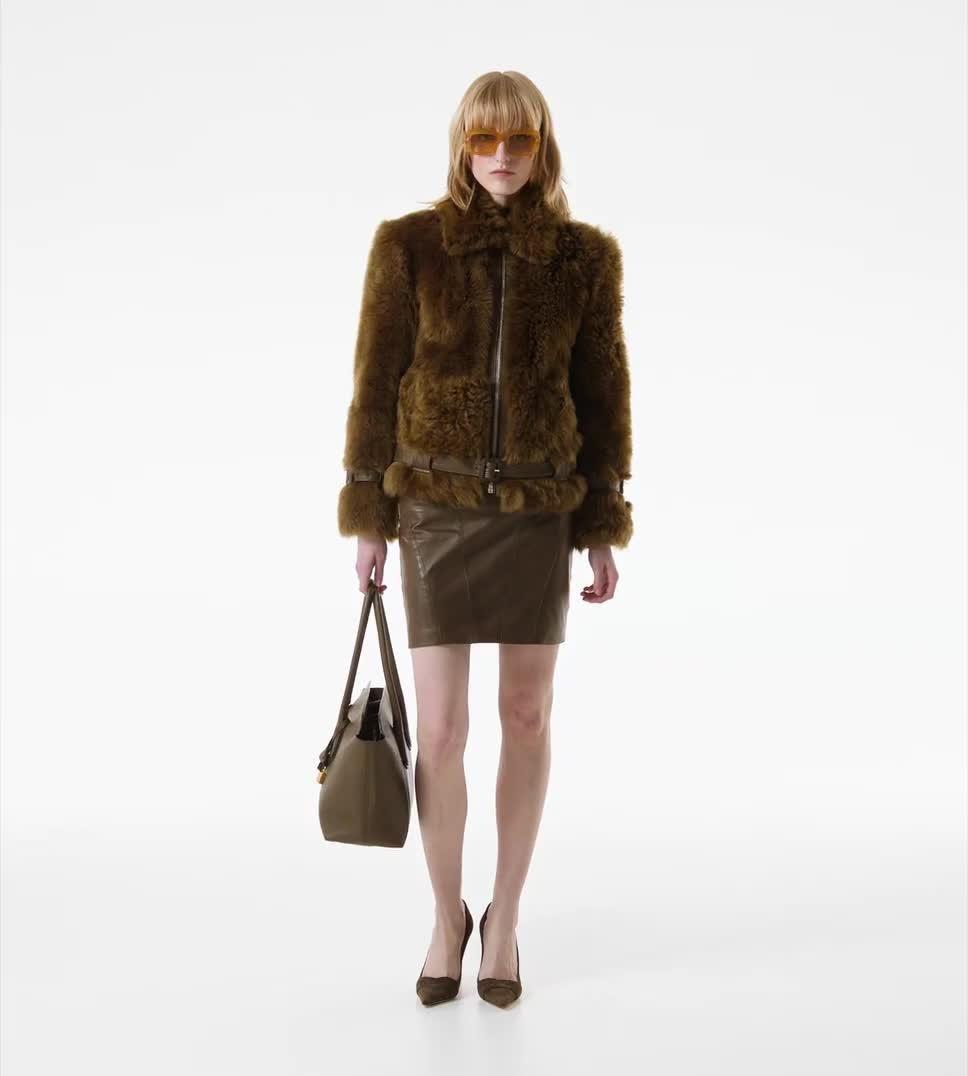レザージャケット・コート TOM FORD FW25 Tom Ford Jackets Brown (CSF683 FUL024KB396) SHEARLING BLOUSON WITH LEATHER DETAILS | Tom Ford Fashion