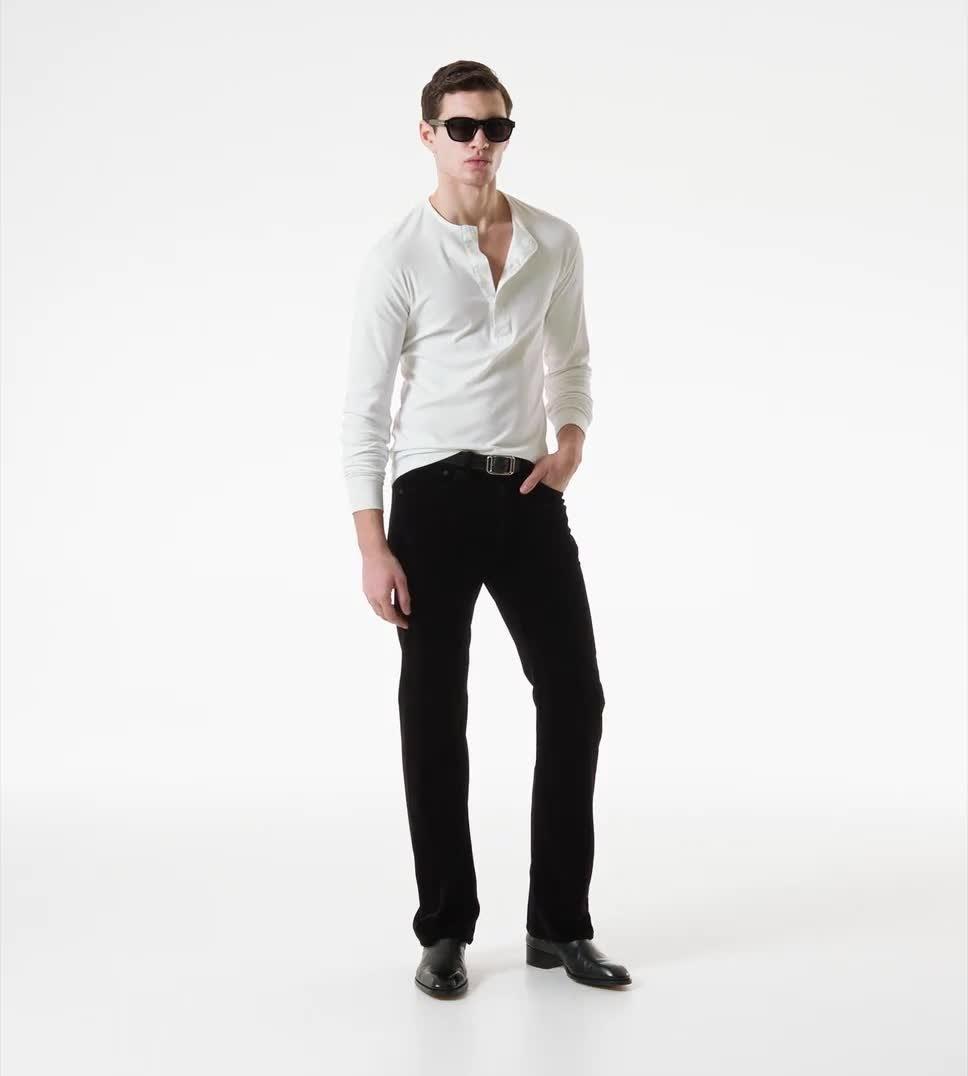 【関税＆送料込み】Tom Ford Henley Cotton Stretch Ribbed Lo COTTON STRETCH RIB HENLEY | Tom Ford Fashion
