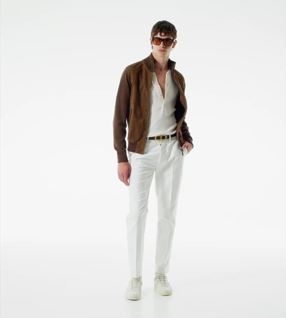 SUEDE FRONT WOOL ZIP THROUGH | Tom Ford Fashion