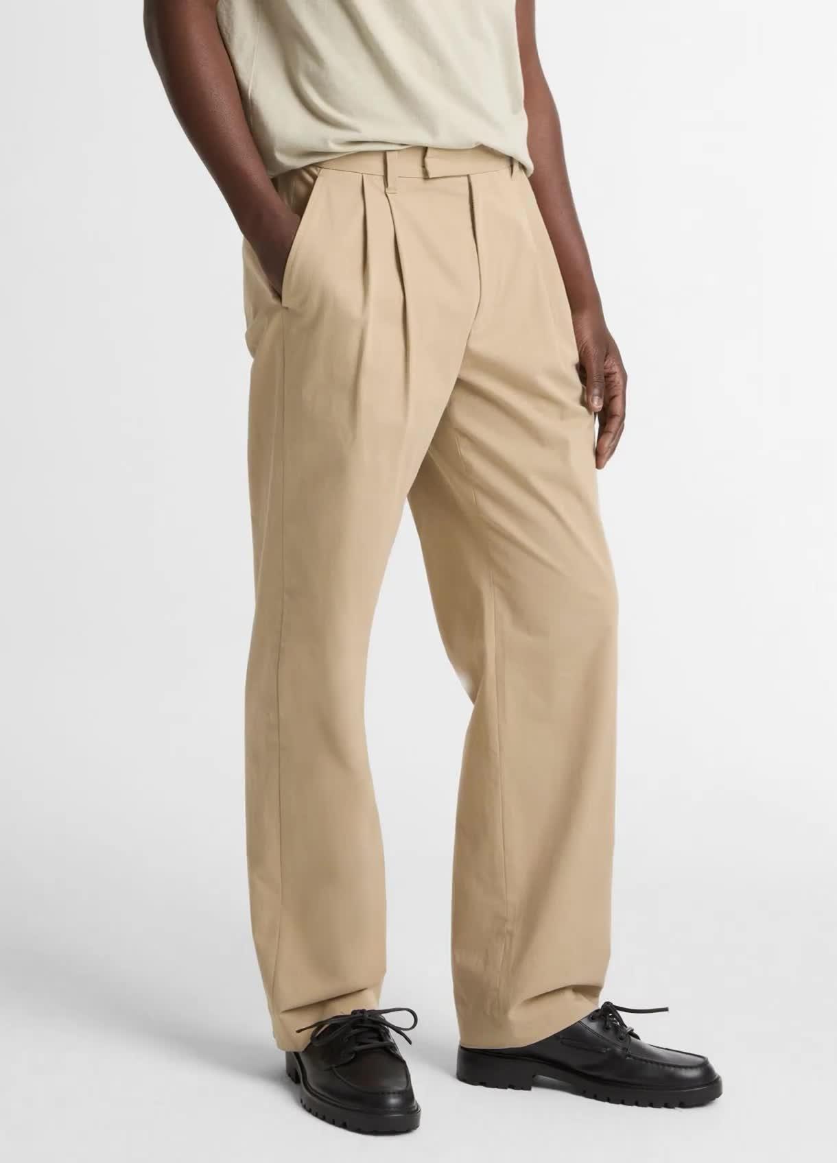Louie Relaxed Stretch-Cotton Double-Pleated Trouser image number 0