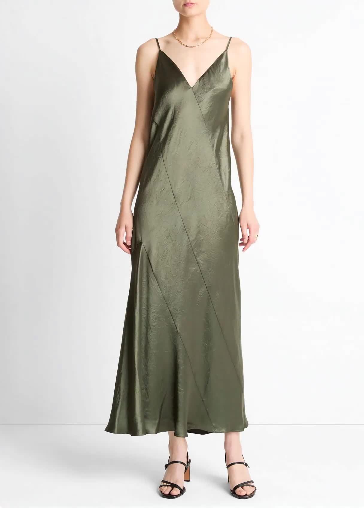 Paneled Satin Bias Slip Dress image number 0