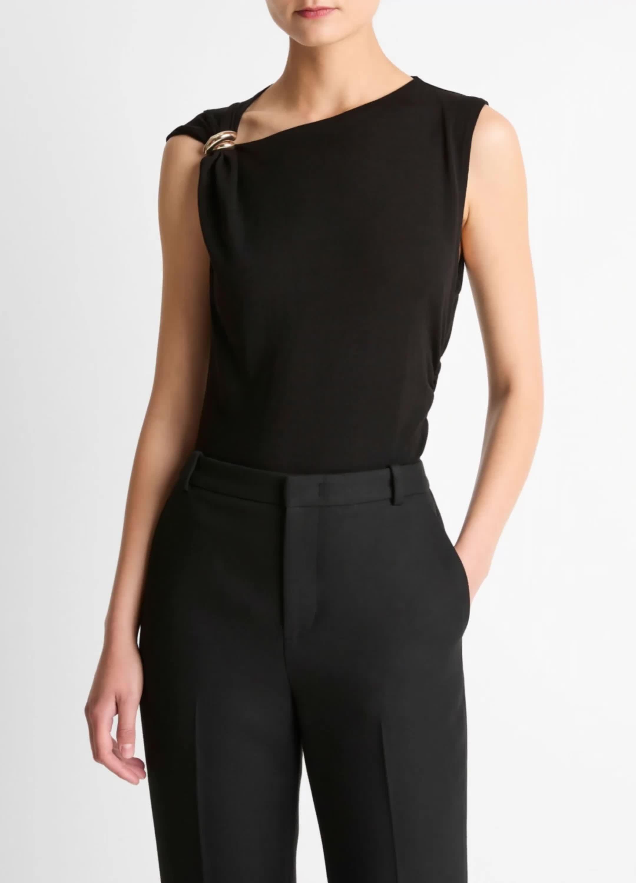 Cinched-Shoulder Wool-Blend Top image number 0