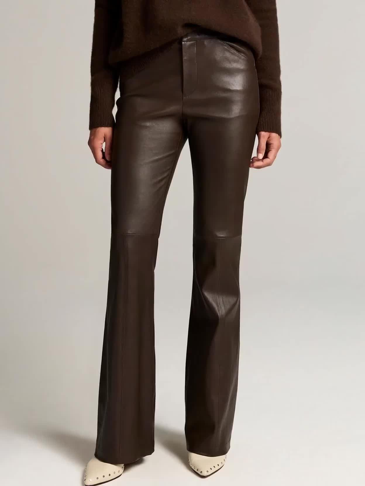 Stretch-Leather Mid-Rise Flare Pant image number 0