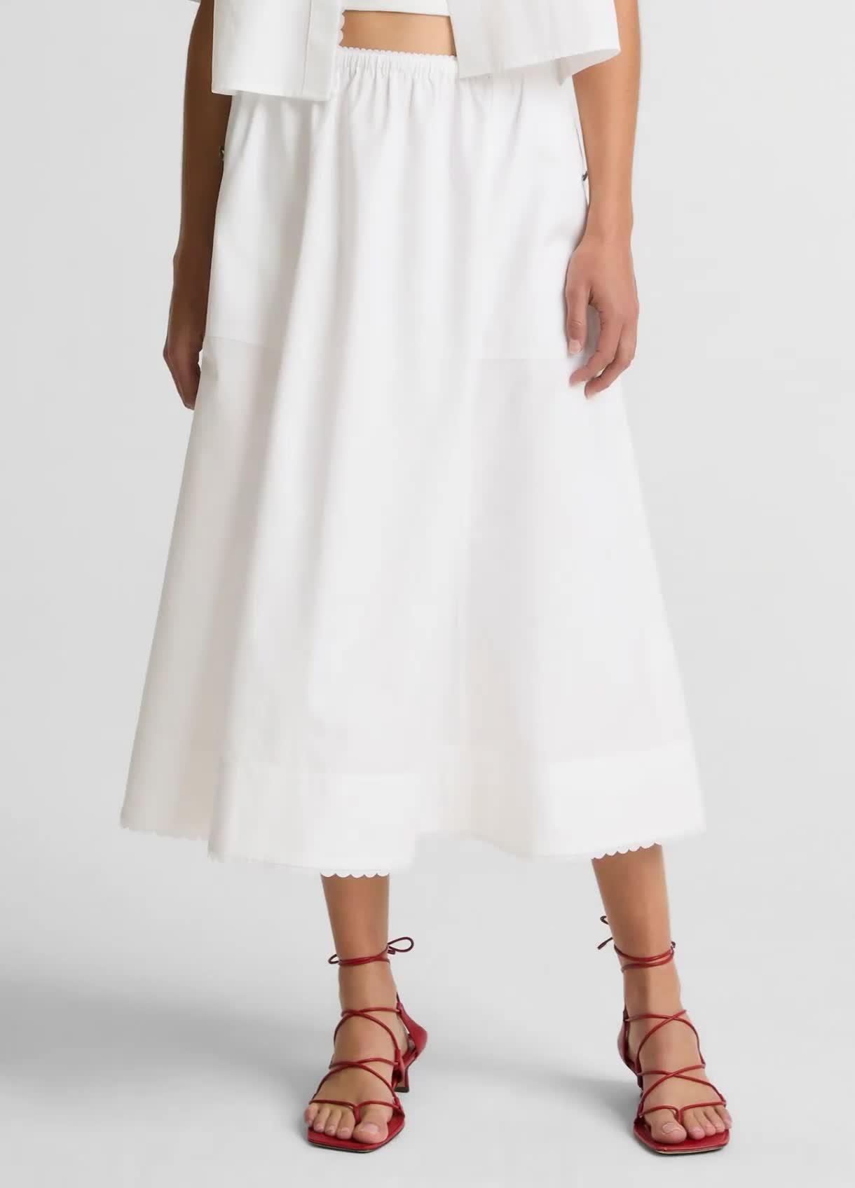 Scallop-Detail Cotton Midi Skirt image number 0