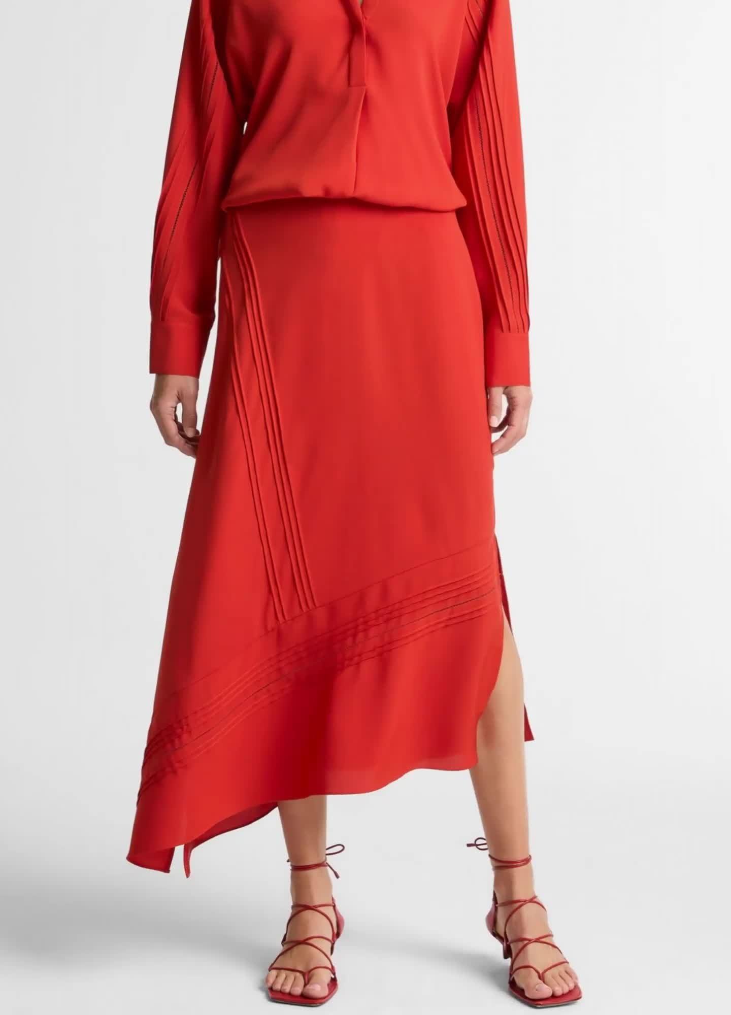 Pintuck Satin Slip Skirt image number 0