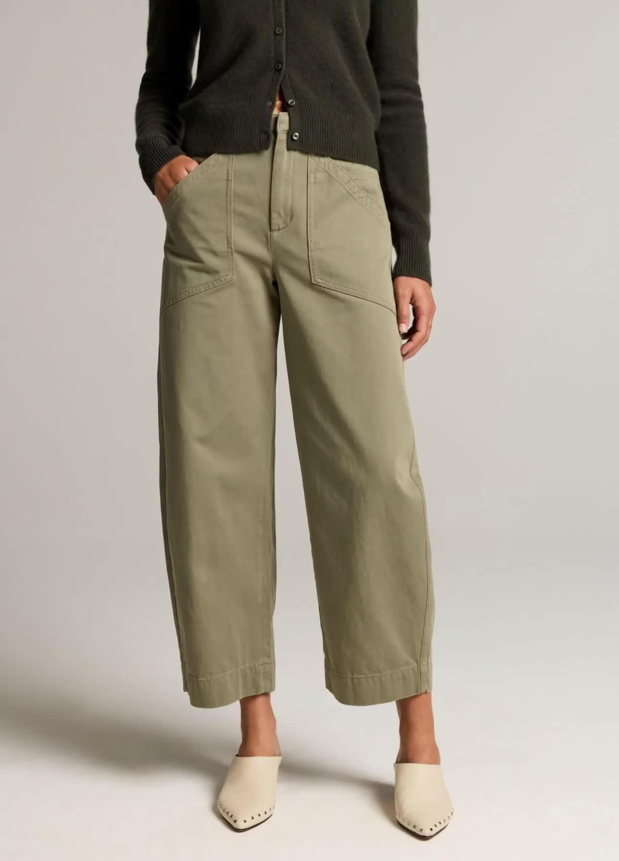 Washed Cotton Twill Mid-Rise Utility Pant image number 0
