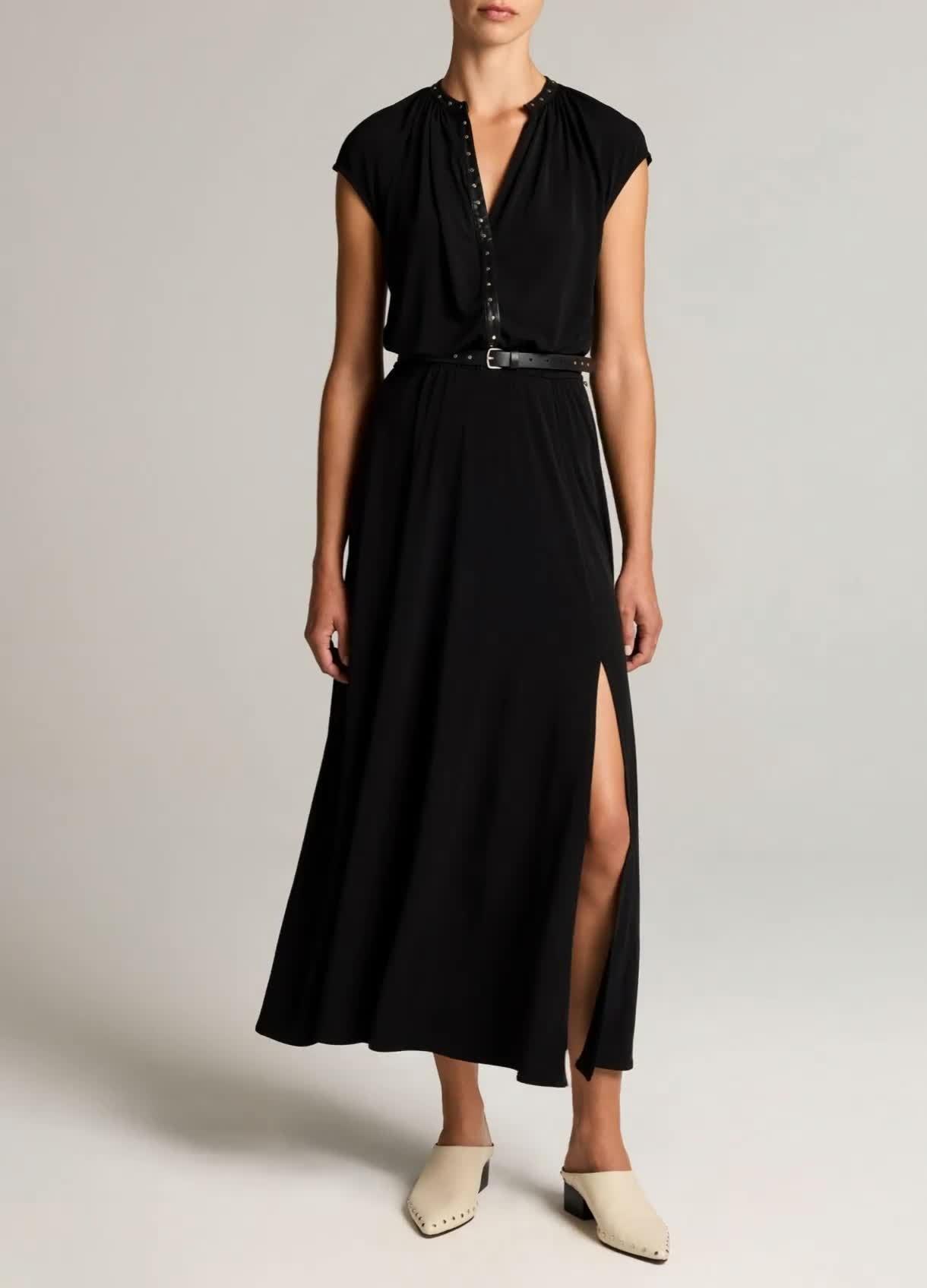 Studded Matte Jersey Cap-Sleeve Dress image number 0